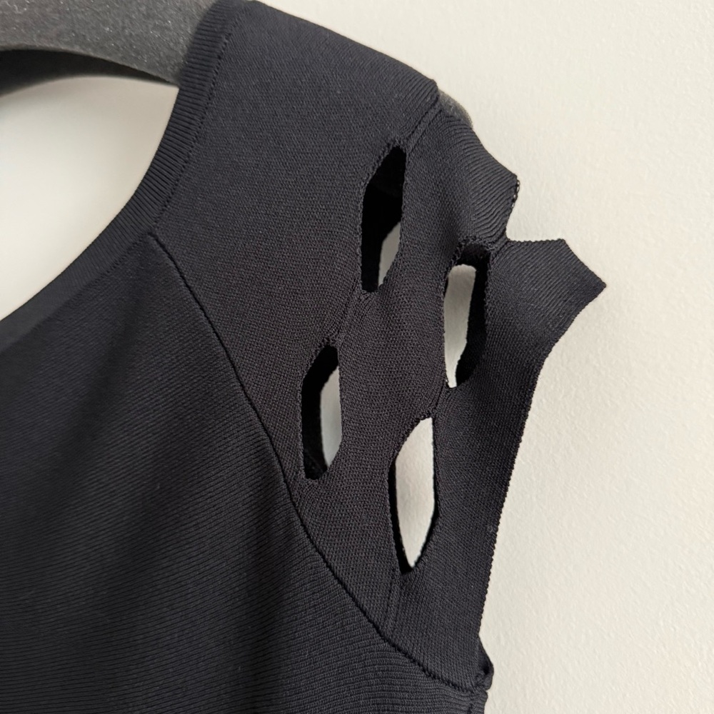 Shoshanna Amsterdam Off the Shoulder Dress Knit Cutout Details Black Medium - Picture 7 of 11